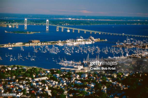 Newport harbor aerial view